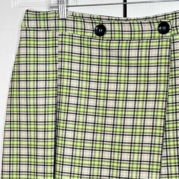 🛑SOLD🛑 ASOS Wrap Plaid Pleated Button Front Mini Skirt Size 14 - Picture 2 of 10